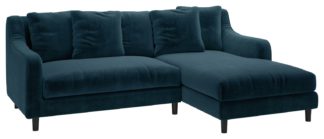 An Image of Habitat Swift Right Corner Velvet Chaise - Ink Blue