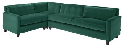 An Image of Habitat Chester Right Corner Velvet Sofa - Emerald Green