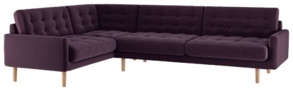 An Image of Habitat Fenner Right Corner Fabric Sofa - Dark Purple