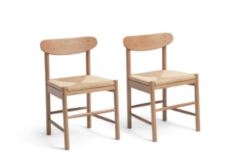 An Image of Habitat Hanna Pair of Wood Dining Chairs - Oak