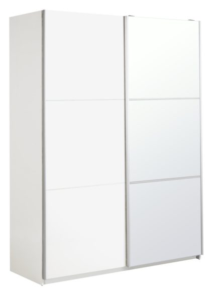 An Image of Habitat Holsted Gloss Medium Sliding Wardrobe - White