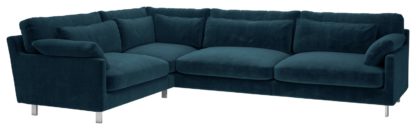 An Image of Habitat Cuscino Right Corner Velvet Chaise - Navy Blue