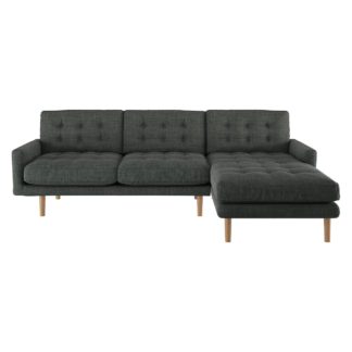 An Image of Habitat Fenner Right Corner Fabric Chaise - Charcoal