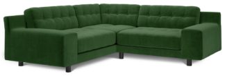 An Image of Habitat Hendricks Left Corner Velvet Sofa - Moss Green