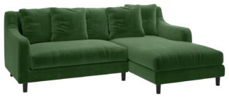 An Image of Habitat Swift Right Corner Velvet Chaise - Moss Green