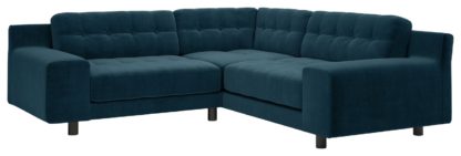 An Image of Habitat Hendricks Right Corner Velvet Sofa - Ink Blue