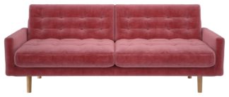 An Image of Habitat Fenner 3 Seater Velvet Sofa - Sage Green