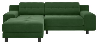 An Image of Habitat Swift Left Corner Velvet Chaise - Moss Green