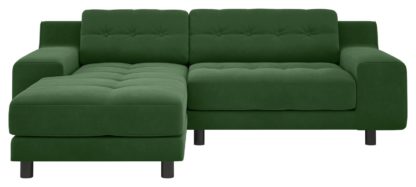 An Image of Habitat Swift Left Corner Velvet Chaise - Moss Green