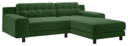 An Image of Habitat Hendricks Right Corner Velvet Sofa - Ink Blue