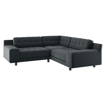 An Image of Habitat Hendricks Left Corner Velvet sofa - Dark Grey