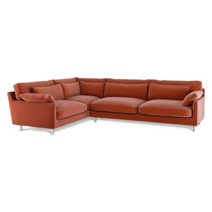 An Image of Habitat Cuscino Right Corner Velvet Sofa - Orange