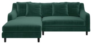 An Image of Habitat Swift Left Corner Velvet Chaise - Emerald Green