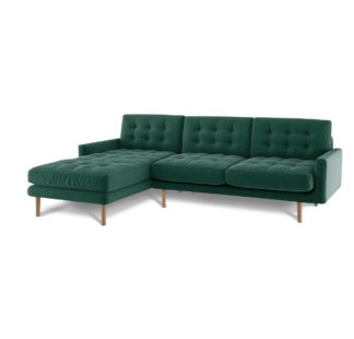 An Image of Habitat Fenner Left Corner Fabric Chaise - Emerald Green