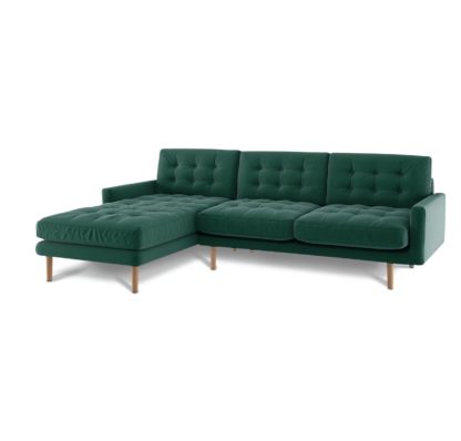 An Image of Habitat Fenner Left Corner Fabric Chaise - Emerald Green