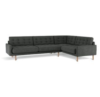 An Image of Habitat Fenner Left Corner Fabric Sofa - Charcoal