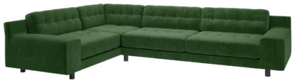 An Image of Habitat Hendricks Right Corner Velvet Sofa - Ink Blue