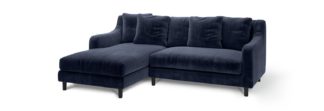 An Image of Habitat Swift Left Corner Velvet Chaise - Navy Blue