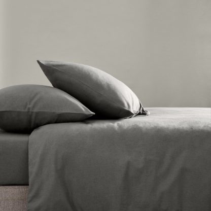 An Image of Simply 100% Brushed Cotton 28cm Fitted Sheet Silver