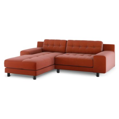 An Image of Habitat Hendricks Left Corner Velvet Chaise - Orange