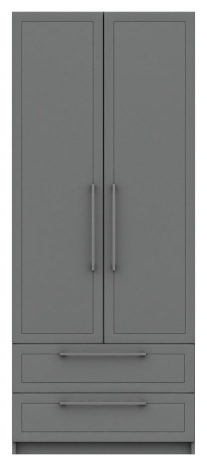 An Image of Hatfield 2 Door 2 Drawer Wardrobe - Grey Gloss