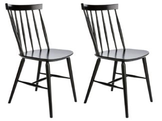 An Image of Habitat Talia Pair of Solid Wood Dining Chairs - Black