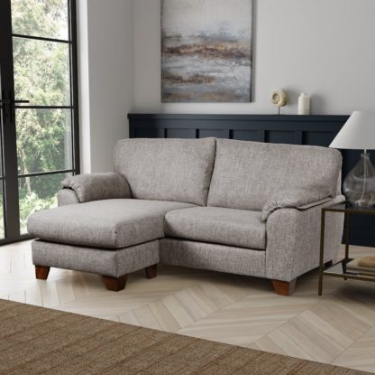 An Image of Meyer Tonal Weave Compact Corner Sofa Grey