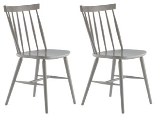 An Image of Habitat Talia Pair of Solid Wood Dining Chairs - Grey