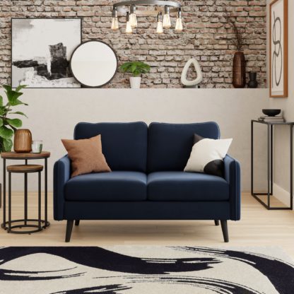 An Image of Milton Velvet 2 Seater Sofa Navy