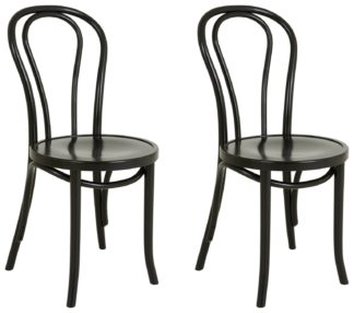 An Image of Habitat Larsa Pair of Solid Wood Dining Chairs - Black