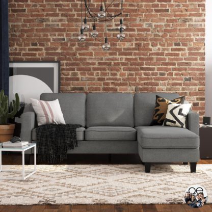 An Image of Brighton Linen Sectional Sofa Grey Grey