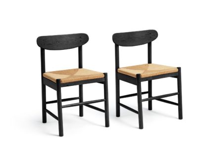 An Image of Habitat Hanna Pair of Wood Dining Chairs - Black