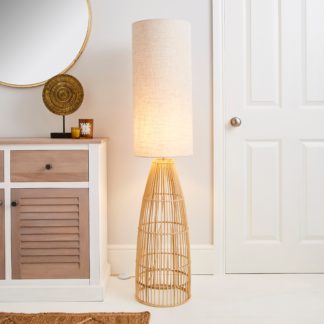 An Image of Cortado Natural Wicker Floor Lamp Natural