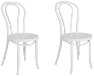 An Image of Habitat Larsa Pair of Solid Wood Dining Chairs - White