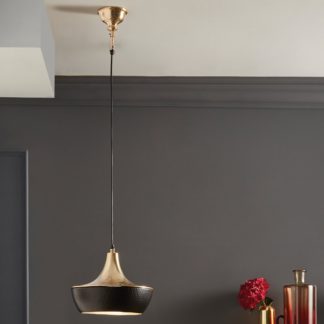 An Image of Pacific Lifestyle Sumac 1 Light Pendant Ceiling Fitting Antique Brass Black