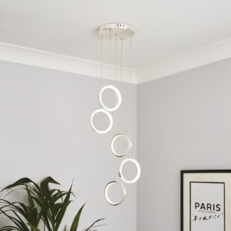 An Image of Lenox LED 5 Ring Cluster Pendant Light - Chrome