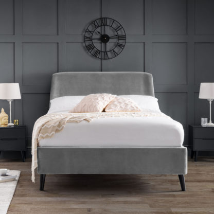 An Image of Frida Grey Velvet Bed Frame - 4FT6 Double