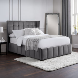 An Image of Gatsby Grey Velvet Bed frame - 4FT6 Double