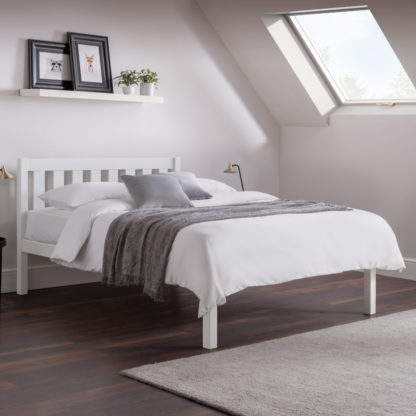 An Image of Luna White Wooden Bed Frame - 4FT6 Double