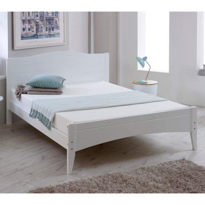 An Image of Lauren White Wooden Bed Frame - 4FT6 Double