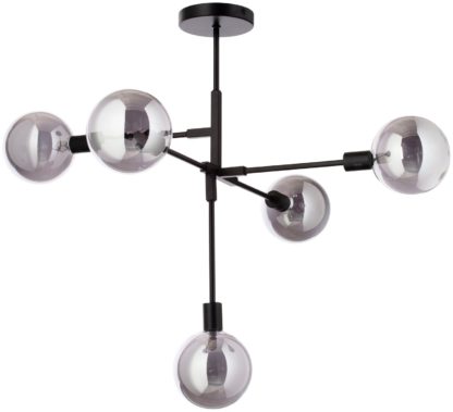 An Image of BHS Orbital Glass 5 Lights Ceiling Light - Black