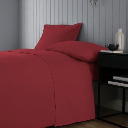 An Image of Red Cotton Flat Sheet Plain Dye Red