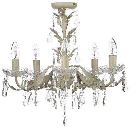 An Image of BHS Josefine Glass 5 Light LED Chandelier - Gold