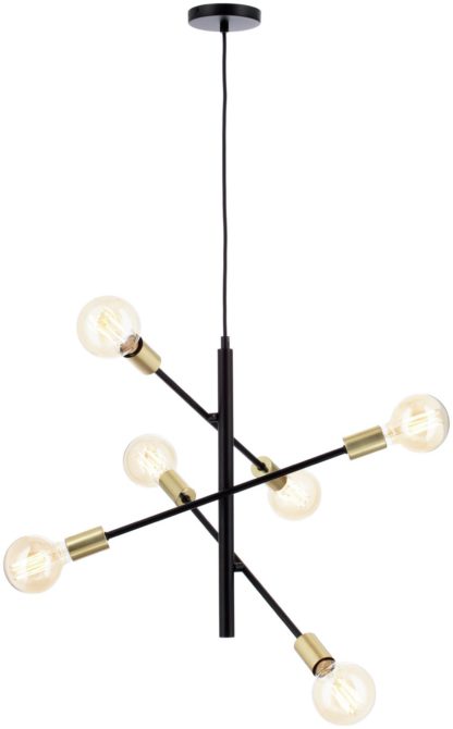 An Image of BHS Lefus Glass 6 Light LED Flush Ceiling Light - Black