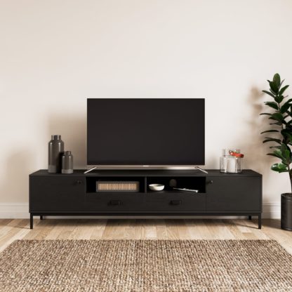 An Image of Fulton Black Wide TV Stand Black