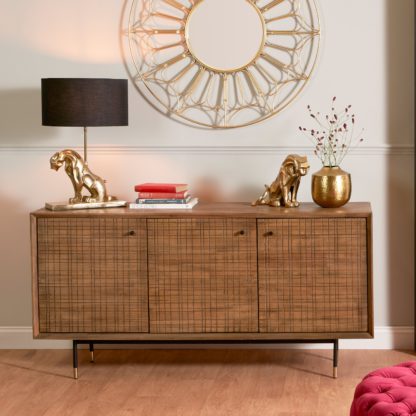 An Image of Pacific Arte 3 Door Sideboard, Dark Acacia Wood Brown