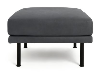 An Image of Habitat Moore Leather Footstool - Dark Grey