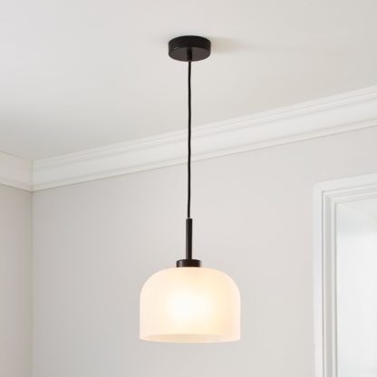 An Image of Palazzo Frosted Ceiling Pendant Black