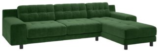 An Image of Habitat Hendricks Velvet Corner Chaise Sofa - Moss Green