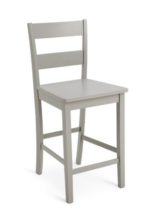 An Image of Habitat Chicago Solid Wood Bar Stool - Grey